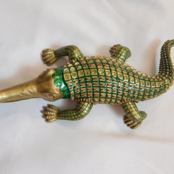 Vintage Crocodile Enameled Rhinestone Figurine - Picture 2 of 6